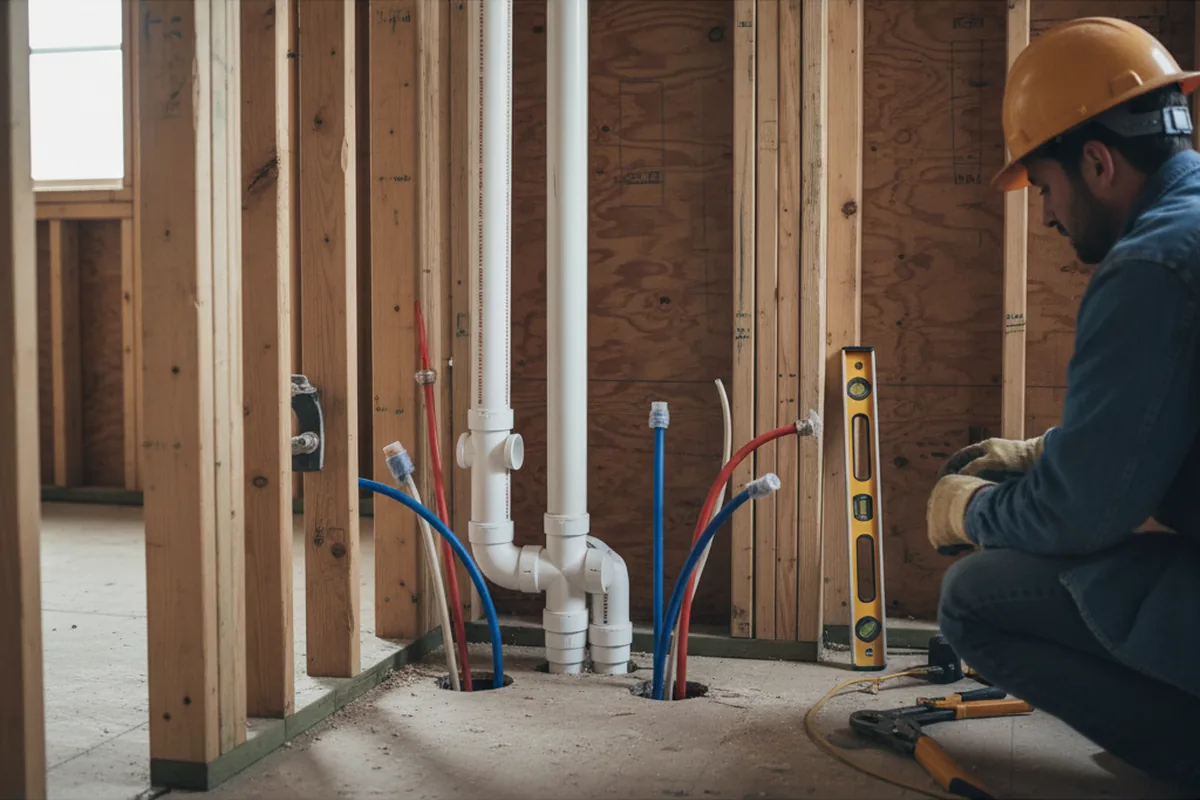 Drain and supply rough-in during Sump Pump Repair in Woodruff