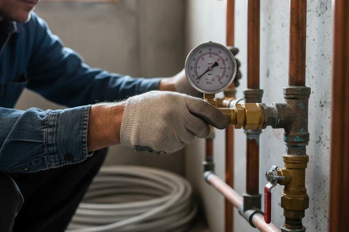 Pressure testing a repaired line during Water Line Repair in Woodruff